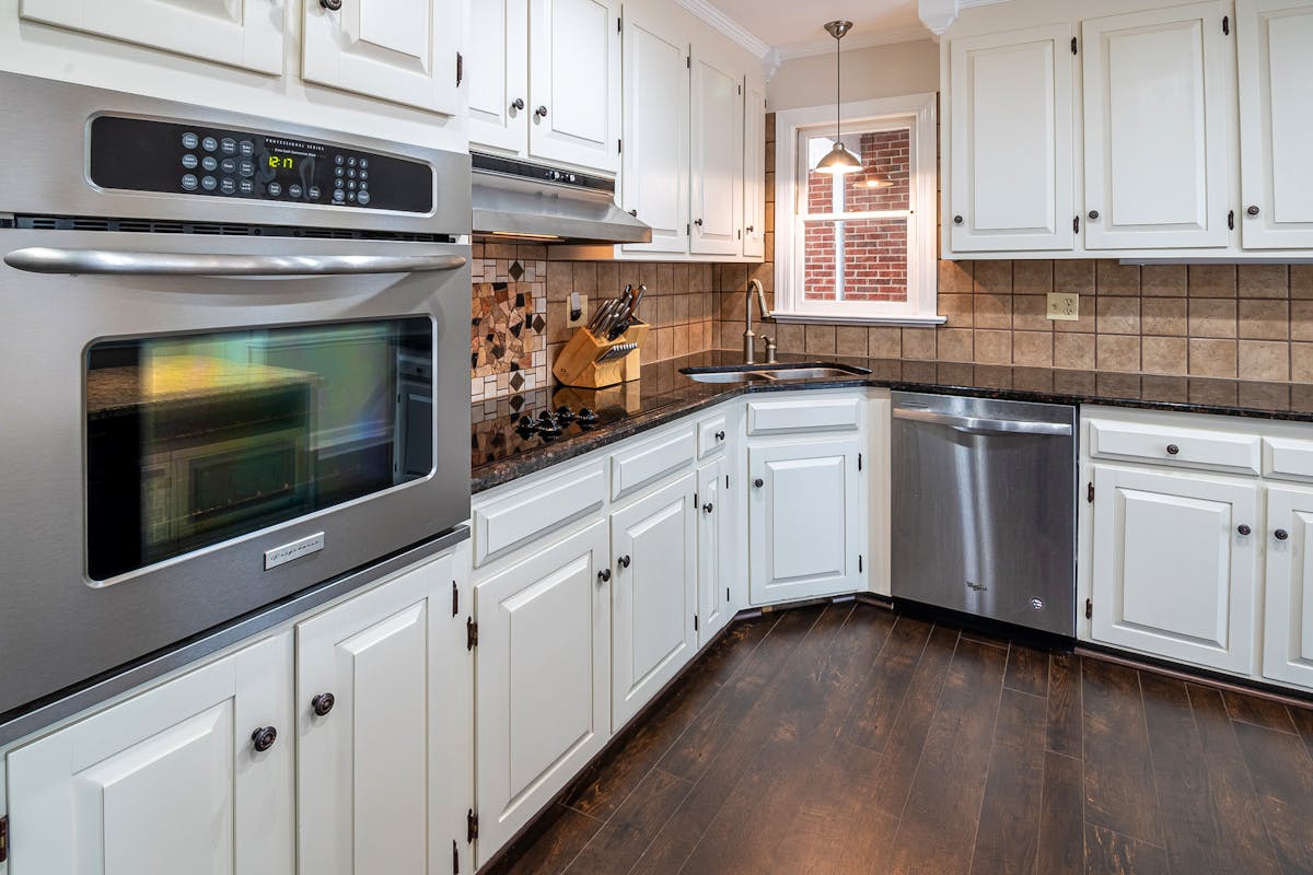 Kitchen after cabinet refinish